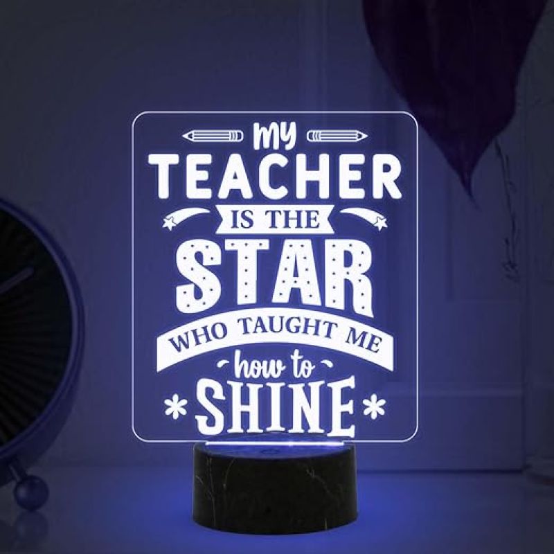 Teacher Gift for Women Men Acrylic Night Lamp Best Gift for Teachers Day Multicolored Light Teachers Day Gift for Madam & Sir School Teacher Gift Desk Table Lamp