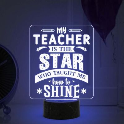 Teacher Gift for Women Men Acrylic Night Lamp Best Gift for Teachers Day Multicolored Light Teachers Day Gift for Madam & Sir School Teacher Gift Desk Table Lamp