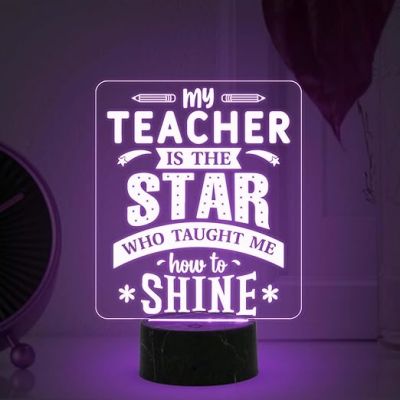 Teacher Gift for Women Men Acrylic Night Lamp Best Gift for Teachers Day Multicolored Light Teachers Day Gift for Madam & Sir School Teacher Gift Desk Table Lamp