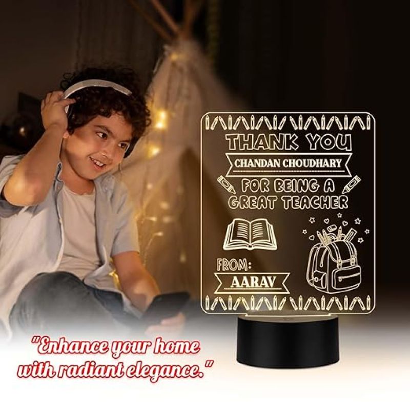 Personalized Thankyou for Being A Great Teacher Engraved Night Lamp Warm White Light School Teacher Gift Desk Table Lamp