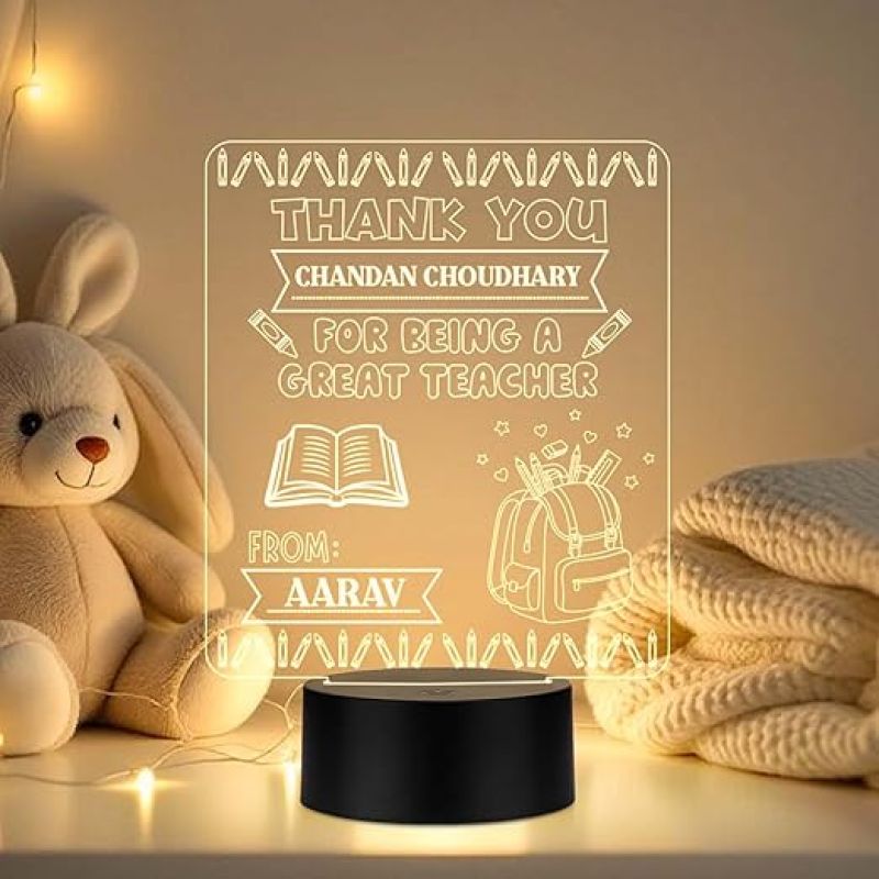Personalized Thankyou for Being A Great Teacher Engraved Night Lamp Warm White Light School Teacher Gift Desk Table Lamp