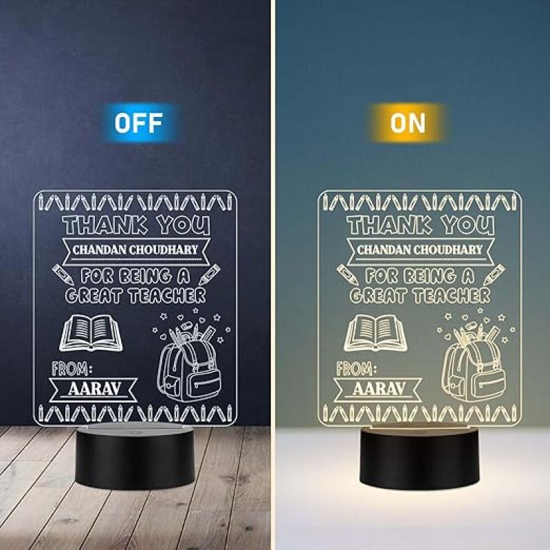Personalized Thankyou for Being A Great Teacher Engraved Night Lamp Warm White Light School Teacher Gift Desk Table Lamp