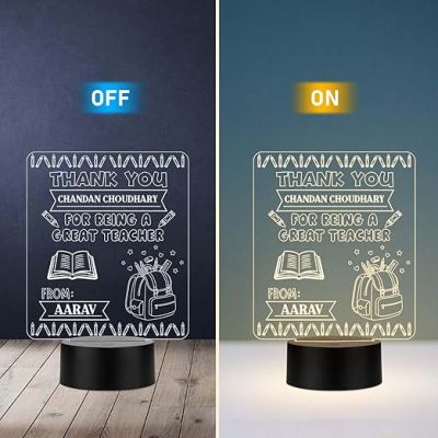 Personalized Thankyou for Being A Great Teacher Engraved Night Lamp Warm White Light School Teacher Gift Desk Table Lamp