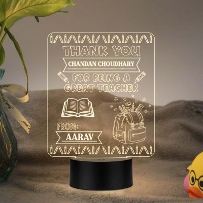 Personalized Thankyou for Being A Great Teacher Engraved Night Lamp Warm White Light School Teacher Gift Desk Table Lamp