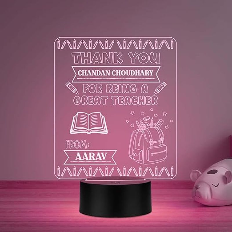 Personalized Thankyou for Being A Great Teacher Engraved Night Lamp Automatic Color Changing Light School Teacher Gift Desk Table Lamp