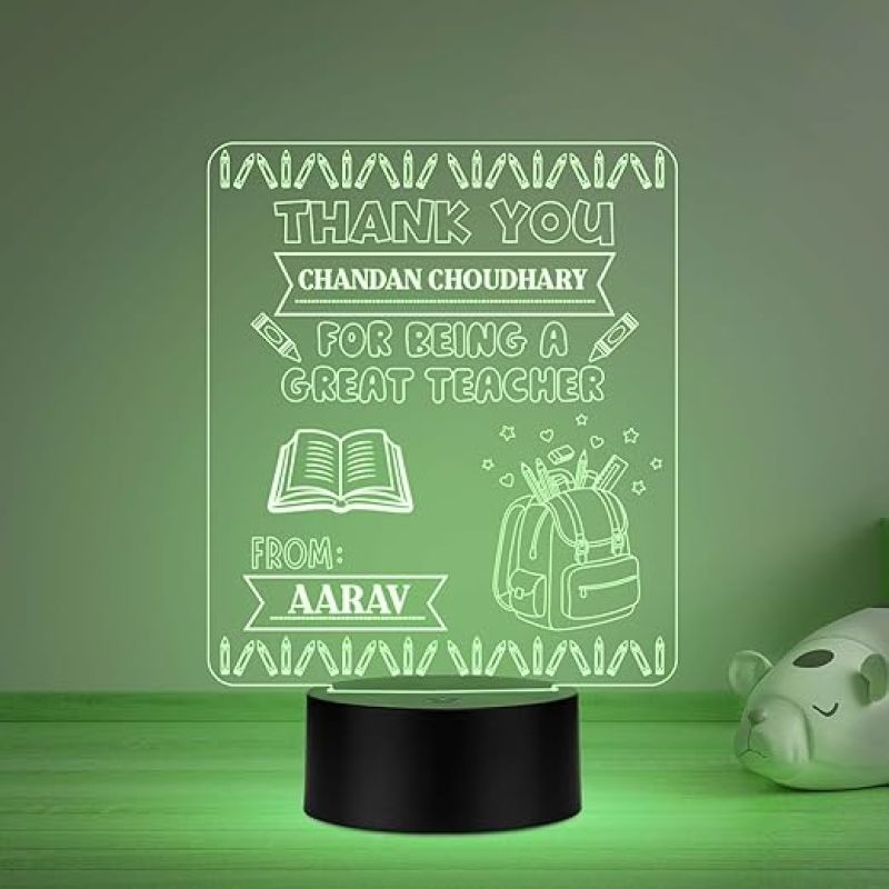 Personalized Thankyou for Being A Great Teacher Engraved Night Lamp Automatic Color Changing Light School Teacher Gift Desk Table Lamp