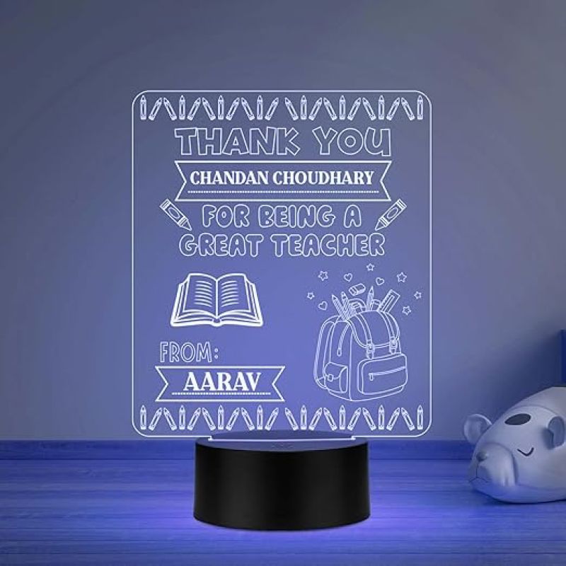 Personalized Thankyou for Being A Great Teacher Engraved Night Lamp Automatic Color Changing Light School Teacher Gift Desk Table Lamp