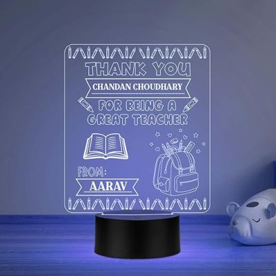 Personalized Thankyou for Being A Great Teacher Engraved Night Lamp Automatic Color Changing Light School Teacher Gift Desk Table Lamp