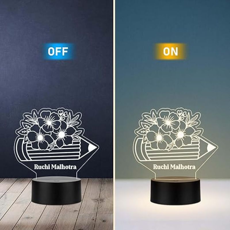 Personalized Night Light for Teacher  Custom Gift for Teacher Best Teacher Ever LED Acrylic Light Lamp  Thank You Gifts for Teachers from Student  Warm White Light