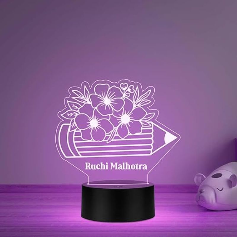 Personalized Night Light for Teacher  Custom Gift for Teacher  Best Teacher Ever LED Acrylic Light Lamp  Thank You Gifts for Teachers from Student  Multicolored Light