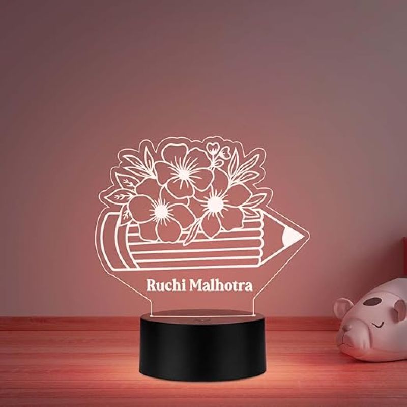 Personalized Night Light for Teacher  Custom Gift for Teacher  Best Teacher Ever LED Acrylic Light Lamp  Thank You Gifts for Teachers from Student  Multicolored Light