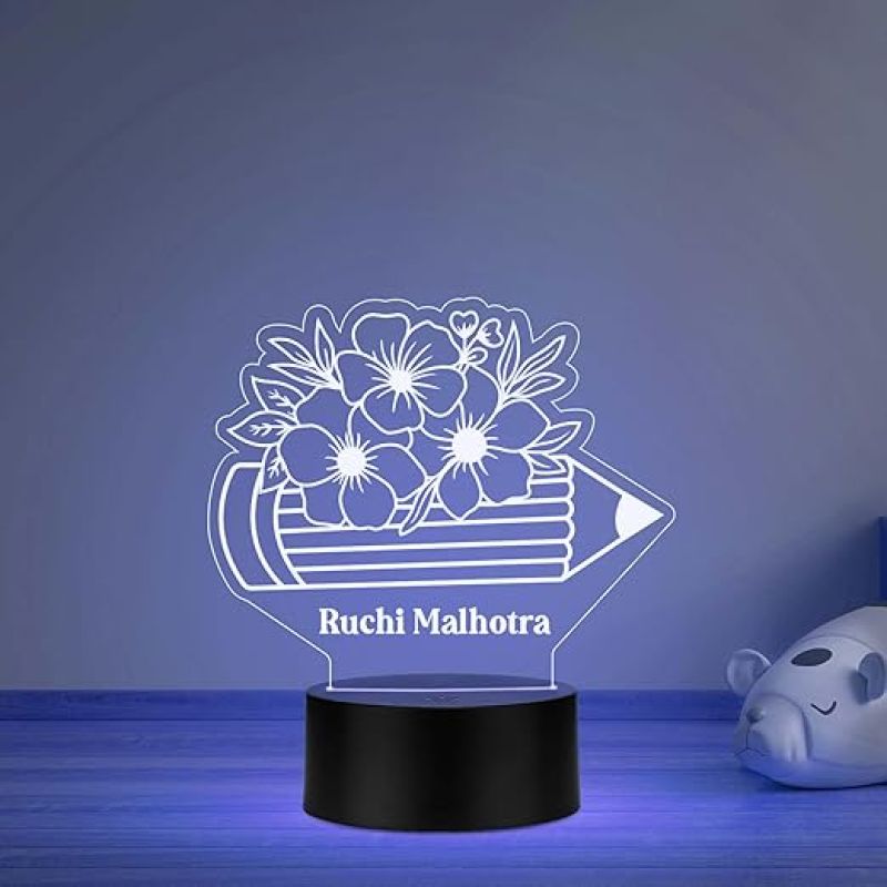 Personalized Night Light for Teacher  Custom Gift for Teacher  Best Teacher Ever LED Acrylic Light Lamp  Thank You Gifts for Teachers from Student  Multicolored Light