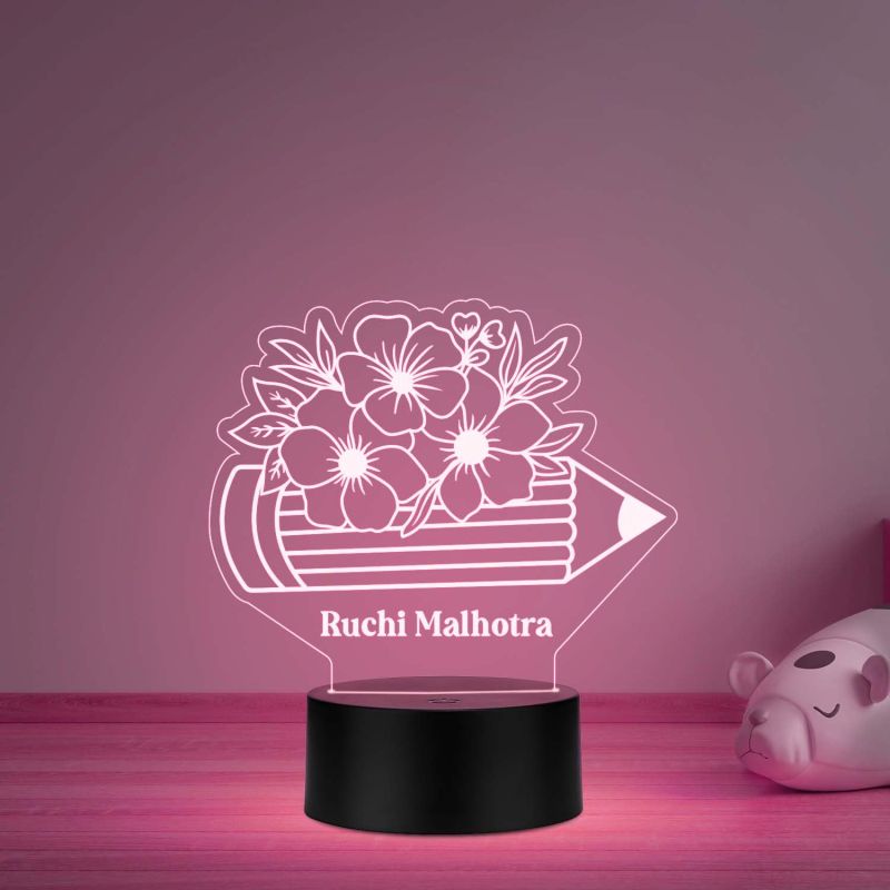 Personalized Night Light for Teacher  Custom Gift for Teacher  Best Teacher Ever LED Acrylic Light Lamp  Thank You Gifts for Teachers from Student  Multicolored Light