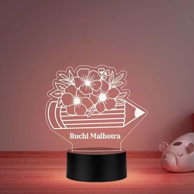 Personalized Night Light for Teacher  Custom Gift for Teacher  Best Teacher Ever LED Acrylic Light Lamp  Thank You Gifts for Teachers from Student  Multicolored Light