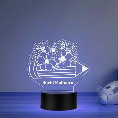 Personalized Night Light for Teacher  Custom Gift for Teacher  Best Teacher Ever LED Acrylic Light Lamp  Thank You Gifts for Teachers from Student  Multicolored Light