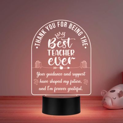 Best Teacher Ever Acrylic LED Desk Table Lamp Teachers Day Gift  Best Gift for Teacher Special  Automatic Color Changing Light