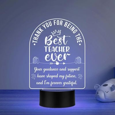 Best Teacher Ever Acrylic LED Desk Table Lamp Teachers Day Gift  Best Gift for Teacher Special  Automatic Color Changing Light