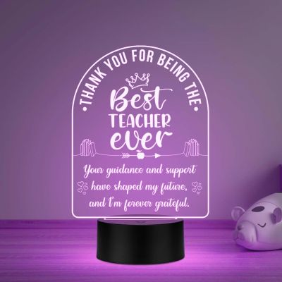 Best Teacher Ever Acrylic LED Desk Table Lamp Teachers Day Gift  Best Gift for Teacher Special  Automatic Color Changing Light
