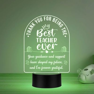 Best Teacher Ever Acrylic LED Desk Table Lamp Teachers Day Gift  Best Gift for Teacher Special  Automatic Color Changing Light