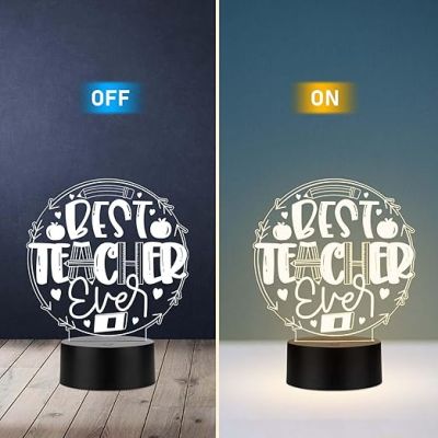 Best Teacher Ever Ever Engraved Acrylic Night Lamp Birthday Gift for Teachers by Students Teachers Day Gift Thankyou Gift for Madam & Sir Warm White Light