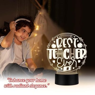 Best Teacher Ever Ever Engraved Acrylic Night Lamp Birthday Gift for Teachers by Students Teachers Day Gift Thankyou Gift for Madam & Sir Warm White Light