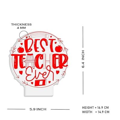 Best Teacher Ever Ever Engraved Acrylic Night Lamp Birthday Gift for Teachers by Students  Teachers Day Gift  Thankyou Gift for Madam & Sir  Multicolored Light