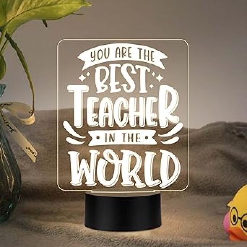You are The Best Teacher in The World Engraved LED Desk Table Lamp  Teacher Day Gift for Your Favorite Teacher  Memorable Gift for Teacher  Warm White Light