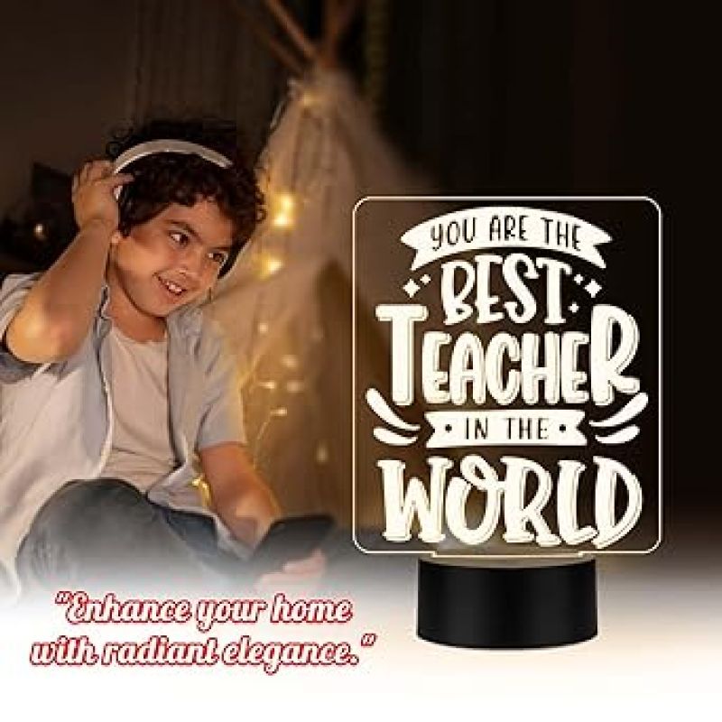 You are The Best Teacher in The World Engraved LED Desk Table Lamp  Teacher Day Gift for Your Favorite Teacher  Memorable Gift for Teacher  Warm White Light