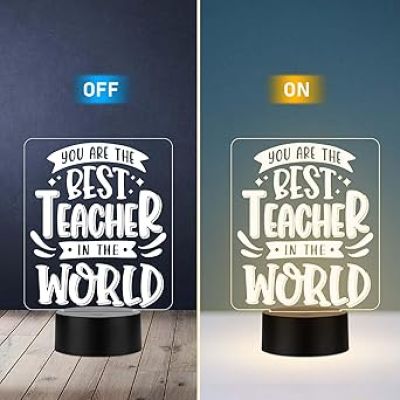You are The Best Teacher in The World Engraved LED Desk Table Lamp  Teacher Day Gift for Your Favorite Teacher  Memorable Gift for Teacher  Warm White Light