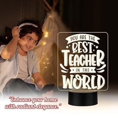 You are The Best Teacher in The World Engraved LED Desk Table Lamp  Teacher Day Gift for Your Favorite Teacher  Memorable Gift for Teacher  Warm White Light