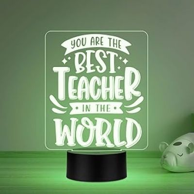 You are The Best Teacher in The World Engraved LED Desk Table Lamp Teacher Day Gift for Your Favorite Teacher  Memorable Gift for Teacher  Multicolored Light
