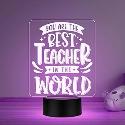You are The Best Teacher in The World Engraved LED Desk Table Lamp Teacher Day Gift for Your Favorite Teacher  Memorable Gift for Teacher  Multicolored Light