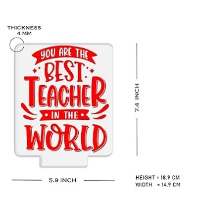 You are The Best Teacher in The World Engraved LED Desk Table Lamp Teacher Day Gift for Your Favorite Teacher  Memorable Gift for Teacher  Multicolored Light