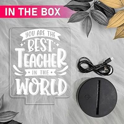 You are The Best Teacher in The World Engraved LED Desk Table Lamp Teacher Day Gift for Your Favorite Teacher  Memorable Gift for Teacher  Multicolored Light