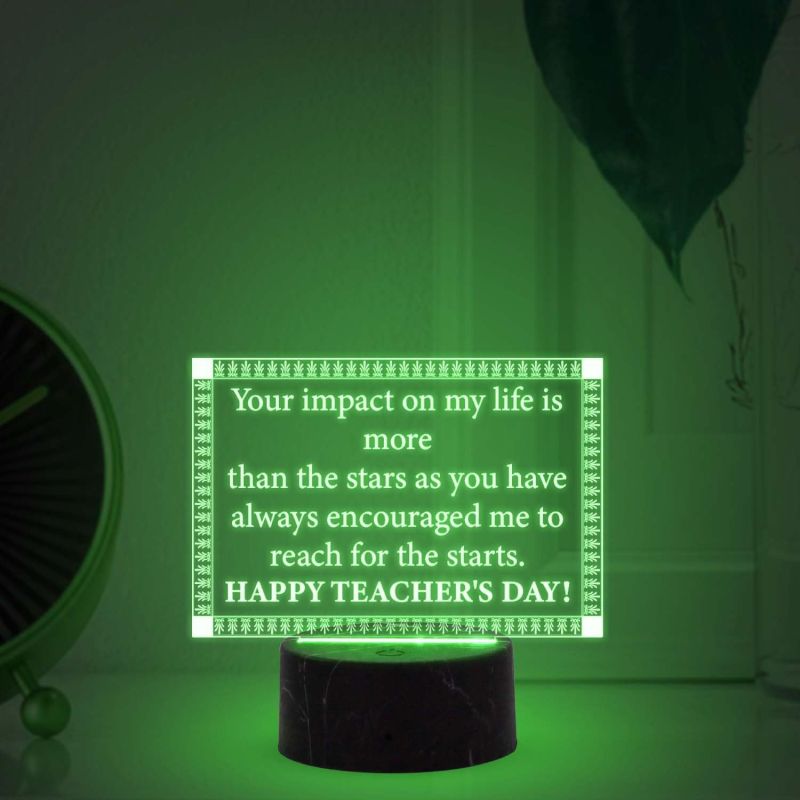 Happy Teacher Day Desk Table Lamp  Automatic Color Changing Light Teachers Day Gift Items School Teacher Gift
