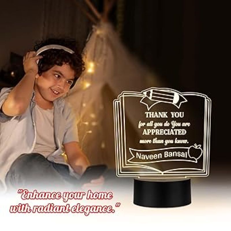 Personalized Teacher Appreciation Gift  Thankyou Gift for Teacher Sir Madam  Teachers Day Gift  Birthday Gift for Teacher Warm White Light