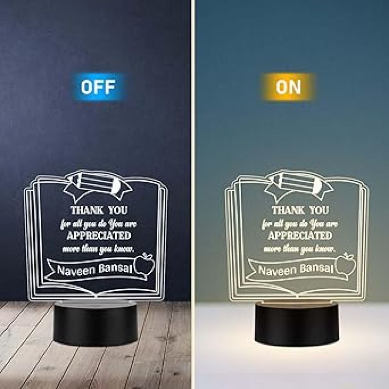 Personalized Teacher Appreciation Gift  Thankyou Gift for Teacher Sir Madam  Teachers Day Gift  Birthday Gift for Teacher Warm White Light