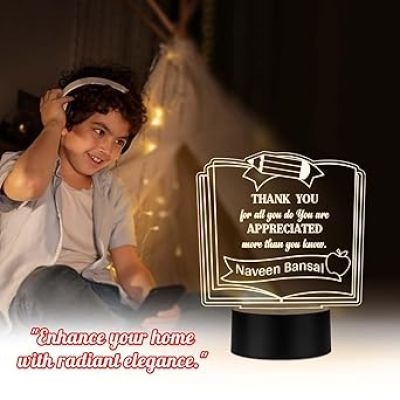 Personalized Teacher Appreciation Gift  Thankyou Gift for Teacher Sir Madam  Teachers Day Gift  Birthday Gift for Teacher Warm White Light