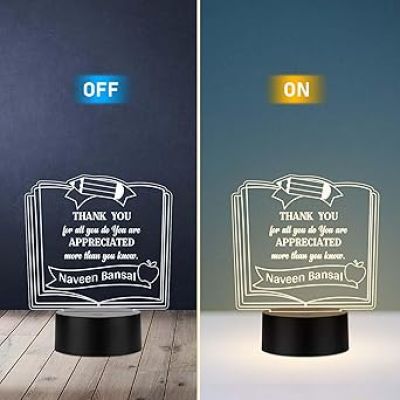Personalized Teacher Appreciation Gift  Thankyou Gift for Teacher Sir Madam  Teachers Day Gift  Birthday Gift for Teacher Warm White Light
