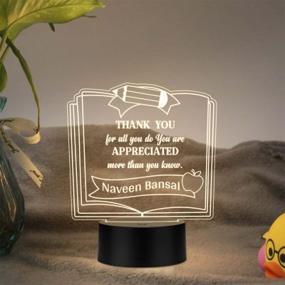 Personalized Teacher Appreciation Gift  Thankyou Gift for Teacher Sir Madam  Teachers Day Gift  Birthday Gift for Teacher Warm White Light
