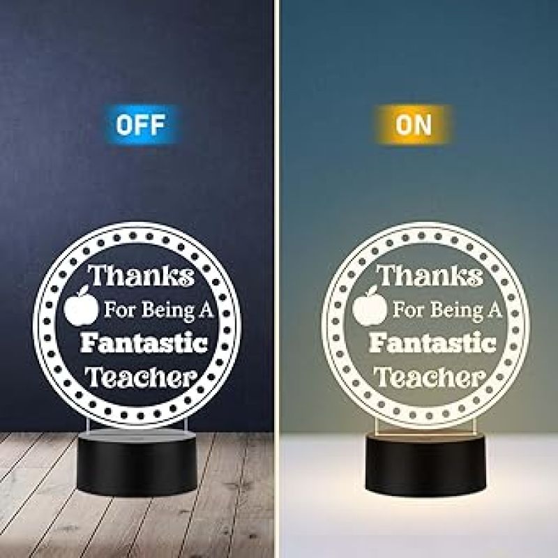 Thanks for Being A Fantastic Teacher Engraved Night Lamp with Warm White Light Teachers Day Gift for Your Favorite Teacher