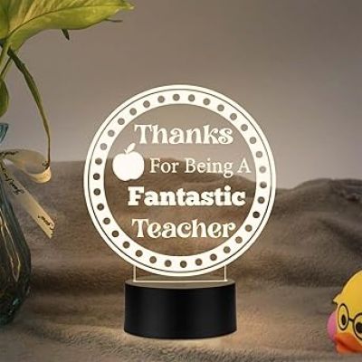 Thanks for Being A Fantastic Teacher Engraved Night Lamp with Warm White Light Teachers Day Gift for Your Favorite Teacher