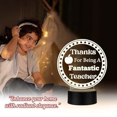 Thanks for Being A Fantastic Teacher Engraved Night Lamp with Warm White Light Teachers Day Gift for Your Favorite Teacher