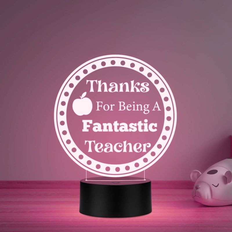 Thanks for Being A Fantastic Teacher Engraved Night Lamp with Automatic Color Changing Light Teachers Day Gift from Student