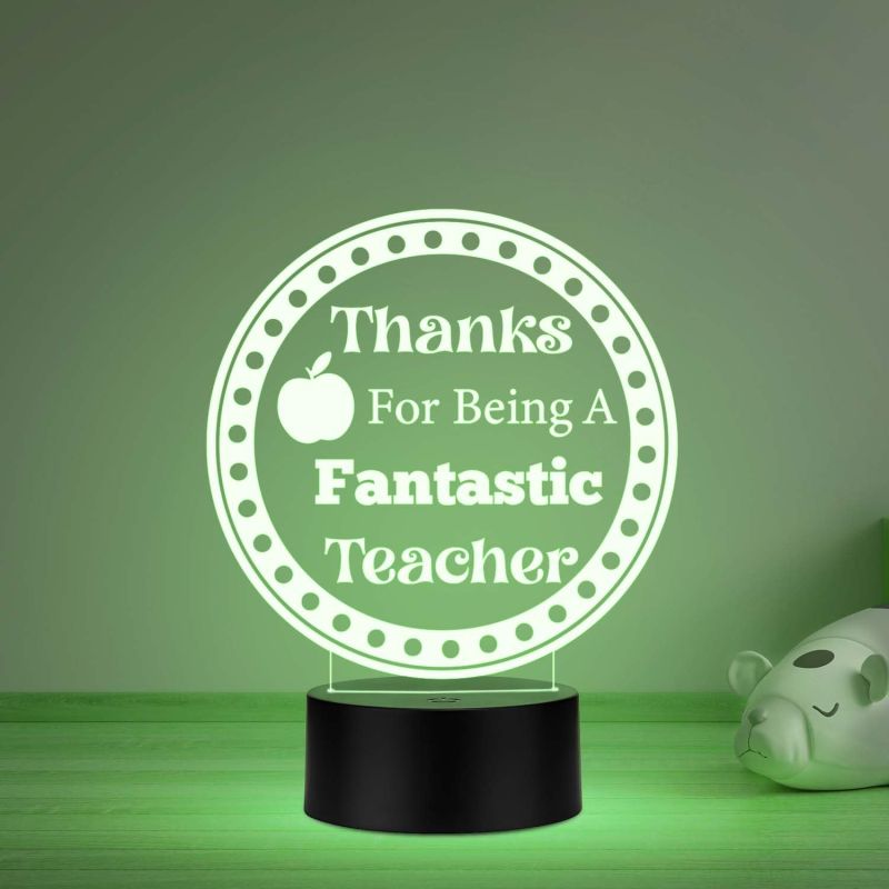 Thanks for Being A Fantastic Teacher Engraved Night Lamp with Automatic Color Changing Light Teachers Day Gift from Student