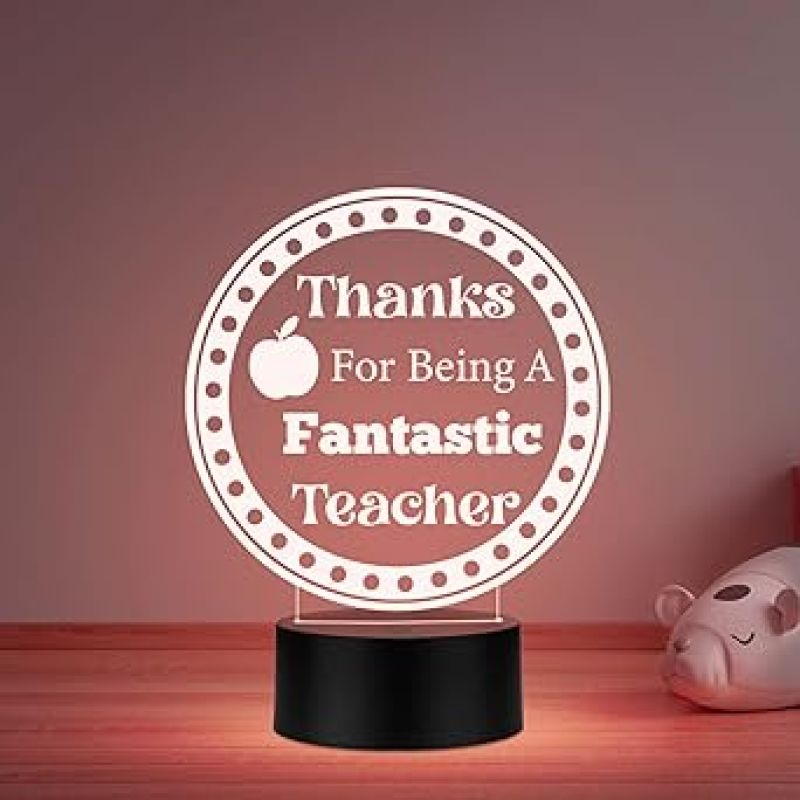 Thanks for Being A Fantastic Teacher Engraved Night Lamp with Automatic Color Changing Light Teachers Day Gift from Student