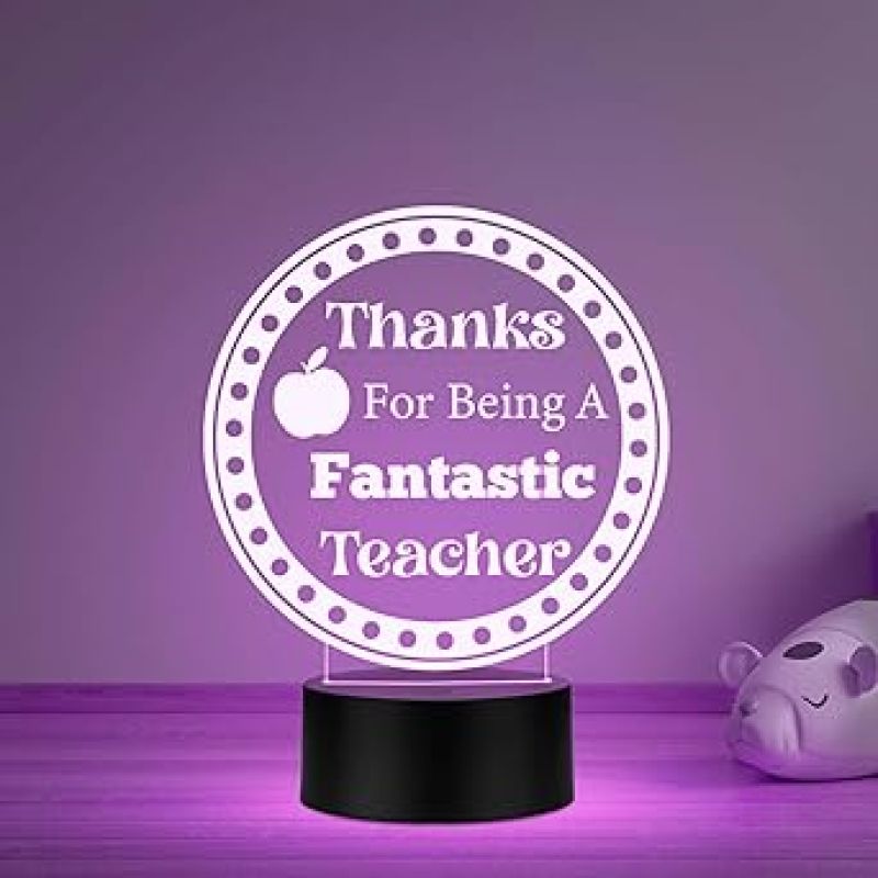 Thanks for Being A Fantastic Teacher Engraved Night Lamp with Automatic Color Changing Light Teachers Day Gift from Student