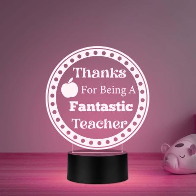 Thanks for Being A Fantastic Teacher Engraved Night Lamp with Automatic Color Changing Light Teachers Day Gift from Student