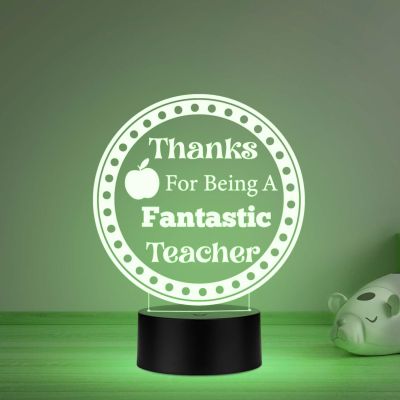 Thanks for Being A Fantastic Teacher Engraved Night Lamp with Automatic Color Changing Light Teachers Day Gift from Student