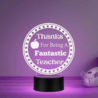 Thanks for Being A Fantastic Teacher Engraved Night Lamp with Automatic Color Changing Light Teachers Day Gift from Student
